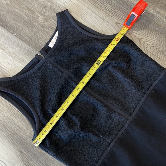 Loft size 6 sleeveless knit black sheath dress with lace decorated top - Picture 9 of 14